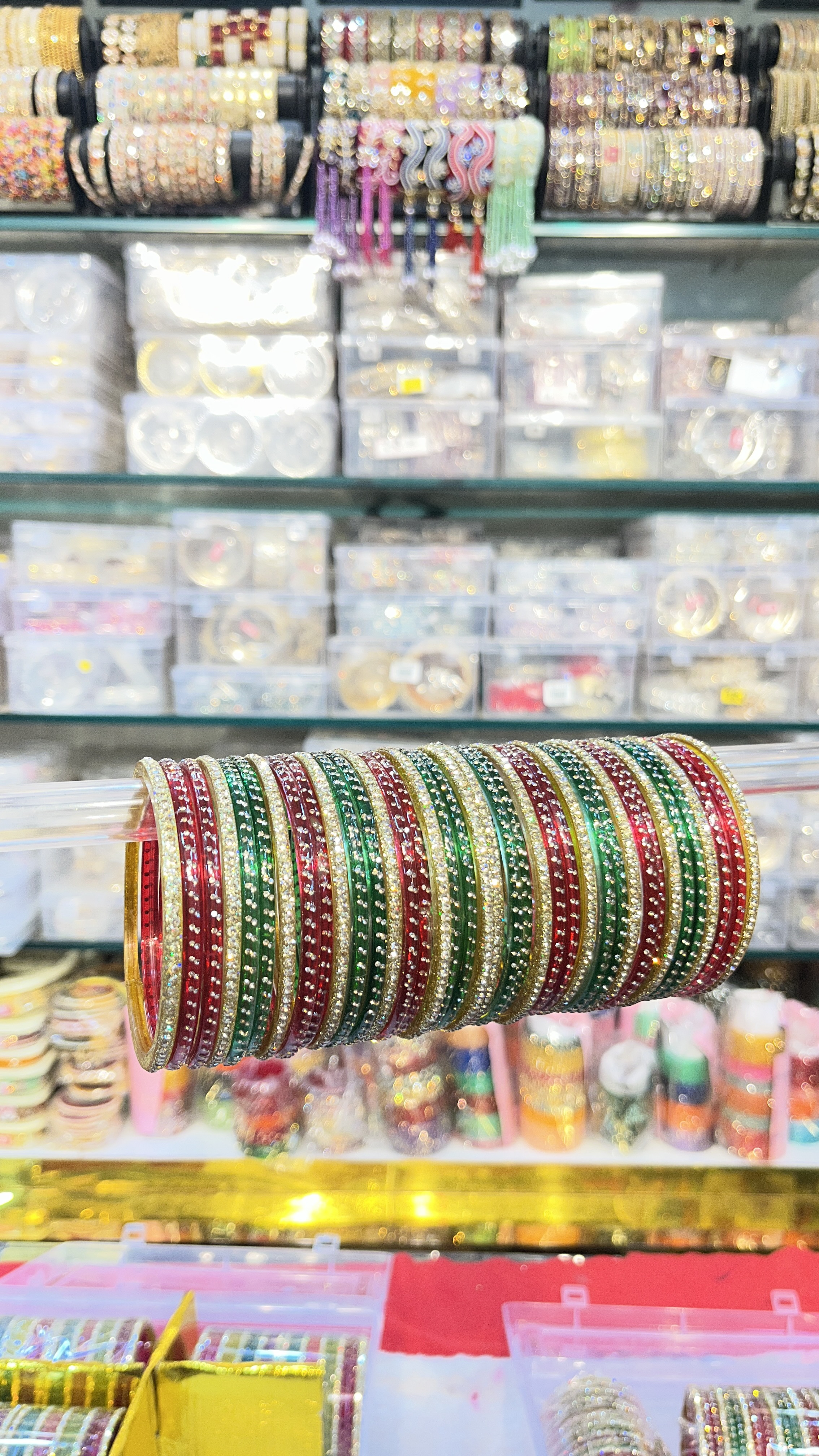 Green-red crystal glass set